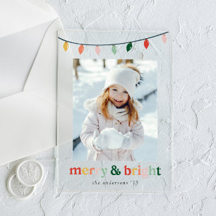 Invitations En Acrylique Photo de vacances moderne Joyeux et Lumineux