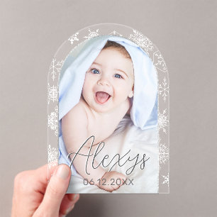 Invitations En Acrylique Photo d'hiver de Snowflake moderne