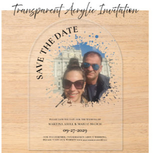 Invitations En Acrylique Photo Enregistrer la date Effacer