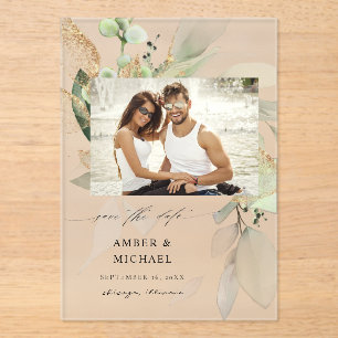 Invitations En Acrylique Photo Eucalyptus Glow Enregistrer la date 3