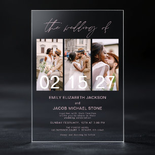 Invitations En Acrylique Photo minimaliste rose pâle Mariage 3 Photo
