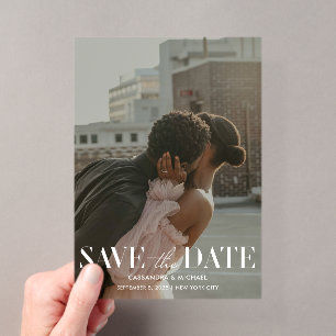 Invitations En Acrylique Photo moderne superposition mariage Enregistrer la