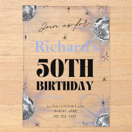 Invitations En Acrylique photo personnalisé 50 ans anniversaire sur mesure