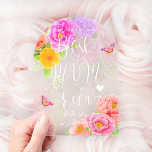 Invitations En Acrylique Pies romantiques Jardin Fête des Mères