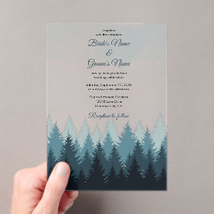 Invitations En Acrylique Pine Arbre Aquarelle Forêt Mariage rustique