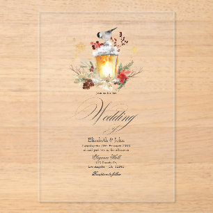 Invitations En Acrylique Pine et épicéa Hiver Wonderland Mariage