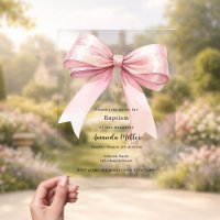 Pink bow crème fille clair Baptême