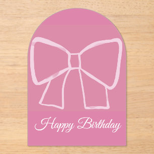 Invitations En Acrylique Pink Bow Joyeux anniversaire -