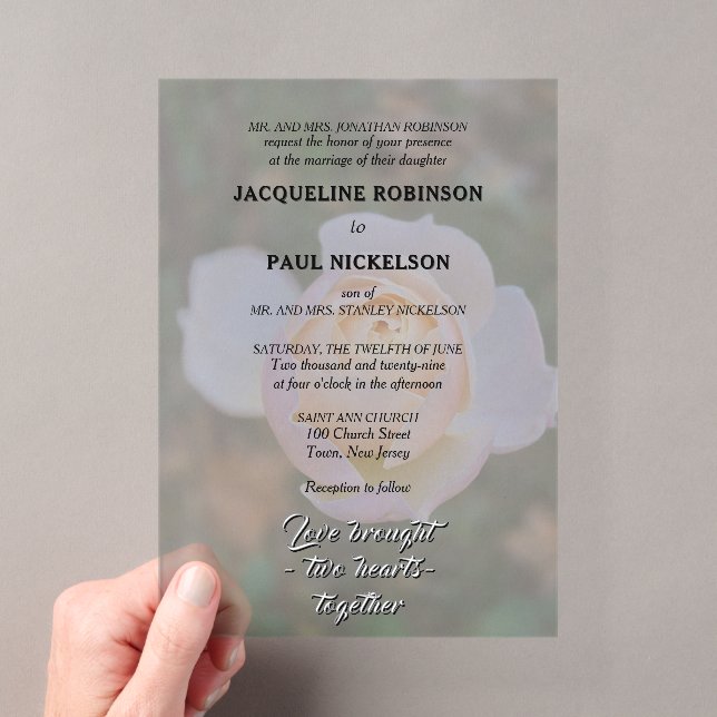 Invitations En Acrylique Pink Rose Bride and Groom Photo (In situ (ordinateur de poche))