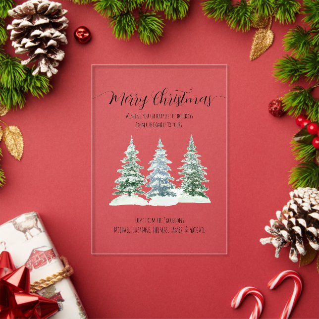 Invitations En Acrylique Pins neigeux Rustiques Joyeux Noël Carte (Insitu (vacances))