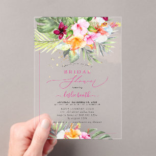 Invitations En Acrylique PixDezines H2 Paradis Tropical Fête de Mariage