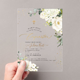 Invitations En Acrylique PixDezines H2 Roses Hydrangeas Albâtre