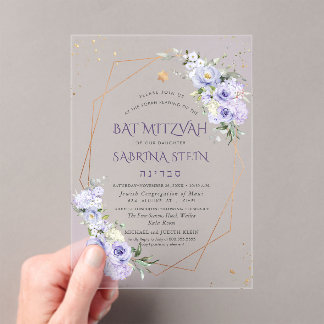 Invitations En Acrylique PixDezines H2 Roses violettes poussiéreuses Bat Mi