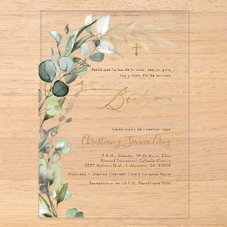 Invitations En Acrylique PixDezines H2 Verdure Gomme Baptême