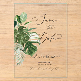 Invitations En Acrylique PixDezines Variegated Monstera n Tropical Foliage