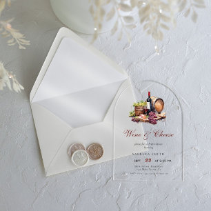 Invitations En Acrylique Planche de charcuterie Vin & Fromage Couple Shower