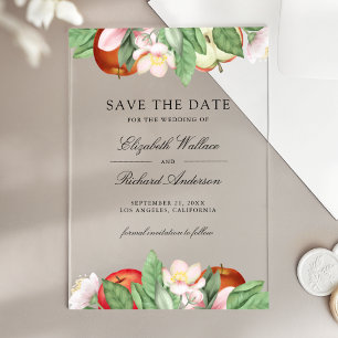 Invitations En Acrylique Pomme à tout jamais Save the Date de mariage aux p