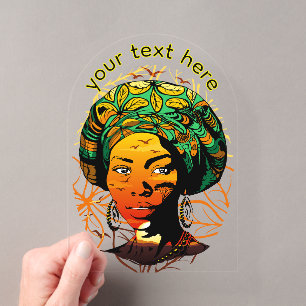 Invitations En Acrylique Portrait de femme africaine au coucher du soleil