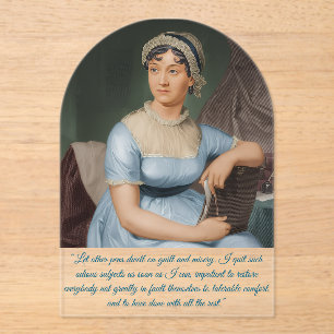 Invitations En Acrylique Portrait de Jane Austen + citation (Bleu)