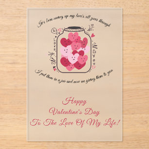 Invitations En Acrylique Pot de l'amour Saint-Valentin