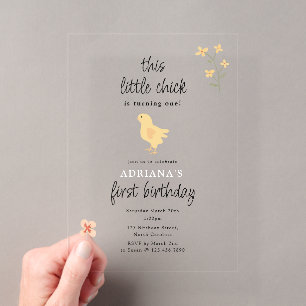 Invitations En Acrylique Poules mignonnes et poulets tournants un anniversa