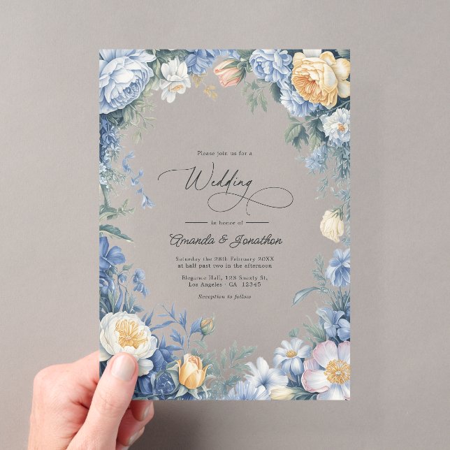 Invitations En Acrylique Powder Blue, Lemon Chiffon & Soft White Wedding (In situ (ordinateur de poche))