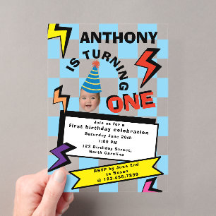 Invitations En Acrylique Premier Anniversaire 1er Anniversaire Visage Photo