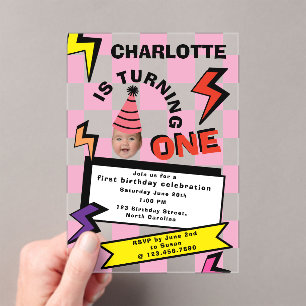 Invitations En Acrylique Premier Anniversaire 1er Anniversaire Visage Photo