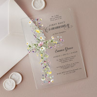 Première communion de jeune fille Croix florale de