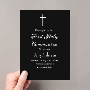 Invitations En Acrylique Première communion sacrée catholique simple minima