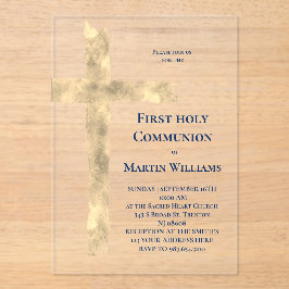 Invitations En Acrylique Première Sainte Communion fausse croix