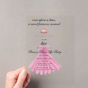 Invitations En Acrylique Princess Dress Fairytale Une Fois Anniversaire