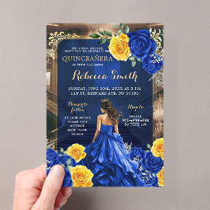 Invitations En Acrylique Princesse Quinceañera du Grand Palais Bleu Royal
