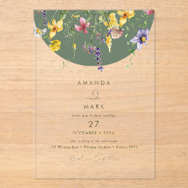 Invitations En Acrylique Printemps Automne Boho Fleur sauvage Bloom Whimsic