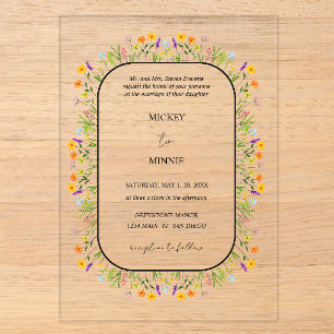Invitations En Acrylique Printemps Floral Élégant Mariage