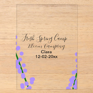 Invitations En Acrylique Printemps frais camping fleurs de lavande nom date