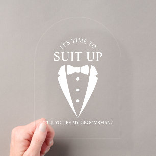 Invitations En Acrylique Proposition du Mariage Tuxedo Suit Groomsman