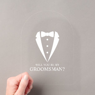 Invitations En Acrylique Proposition du mariage Tuxedo Suite Groomsman
