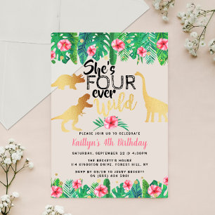 Invitations En Acrylique Quatre filles dinosaures sauvages de tous les jour