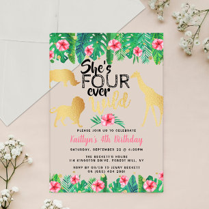 Invitations En Acrylique Quatre filles toujours sauvages fêtent leur 4ème a