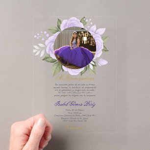 Invitations En Acrylique Quinceañera en acrílico con imagen en español