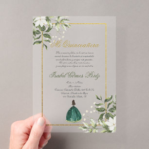 Invitations En Acrylique Quinceanera espagnole verdoyante