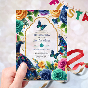 Invitations En Acrylique Quinceañera Fête Papillons Robe de Quince Roses