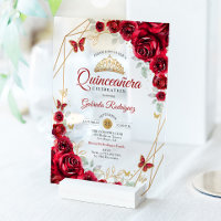 Quinceanera Floral Or Rouge