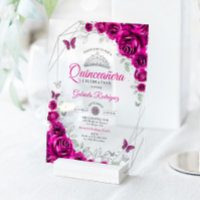 Quinceanera Fuchsia Rose Argent Floral