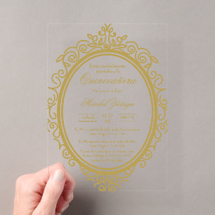 Invitations En Acrylique Quinceañera ovale en acrylique