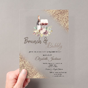 Invitations En Acrylique Raisins de vin scintillent Bokeh Brunch & Bubbly 