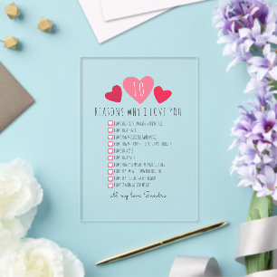 Invitations En Acrylique raisons pour lesquelles je vous aime. valentines u