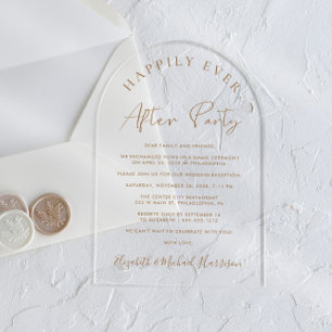 Invitations En Acrylique Réception de mariage élégante avec écriture dorée