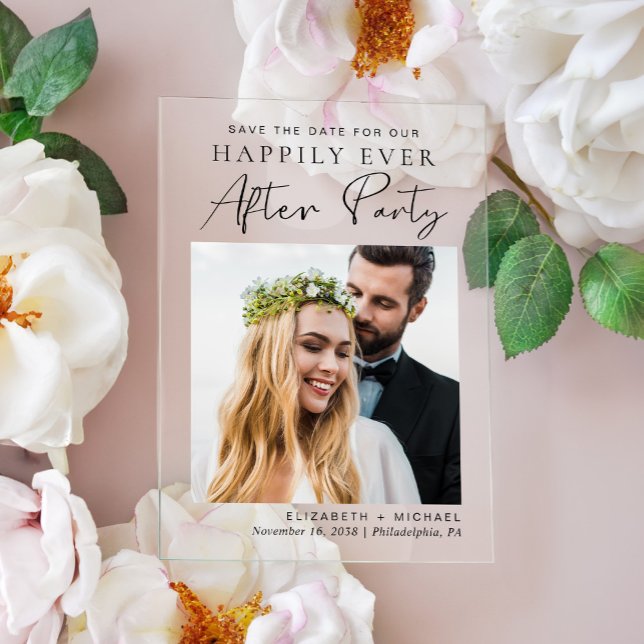 Invitations En Acrylique Réception Mariage Photo Chic Enregistrer La Date (Make your day unforgettable with stunning acrylic save the dates—modern, elegant, unique!)